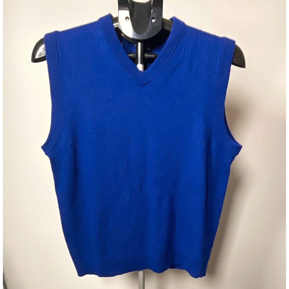 Hart Schaffner Marx Merino Wool V-Neck Lightweight Sweater Vest Blue XLT